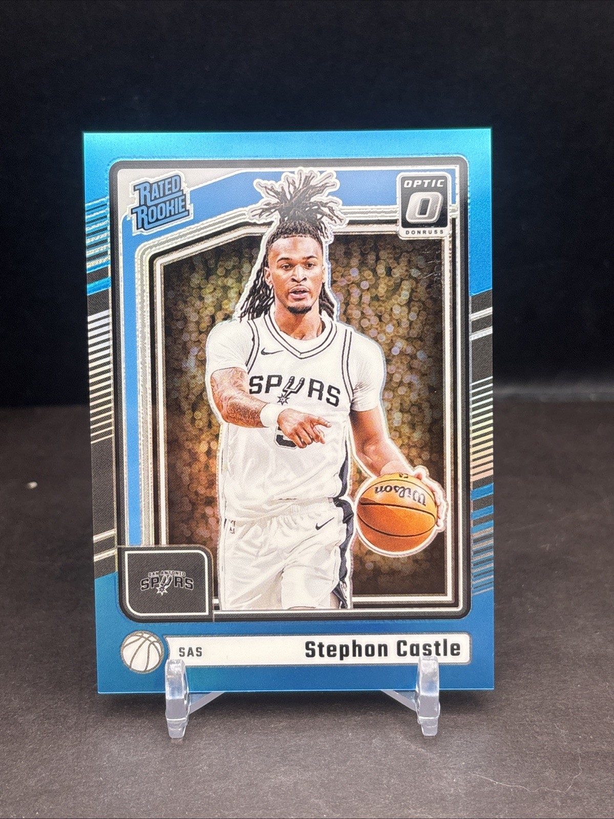 Stephon Castle 2024-25 Donruss Optic #254 Aqua Prizm 158/225 Spurs JO1