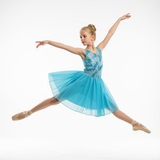 Weissman Dance Set Light Blue Leotard Bodice Skirt Sequin Party Dress Girls