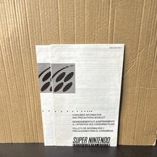 Nintendo SNS-USA/CAN-2 Original Consumer Manual for Super Nintendo SNES