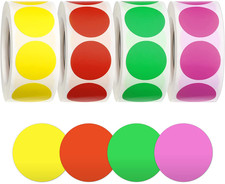 2000 Pieces 1 Inch Dot Stickers Circle round Removable Dots Label Rolls Label St