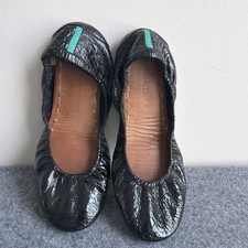 Tieks Obsidian Ballet Flat Sz 8 Black Patent Crocodile Leather Shoes women