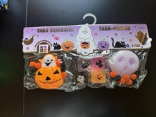 New Taba Halloween Squishy 3 Pack Ghost Pumpkin Cubes Skull Black Cat Bat Toys