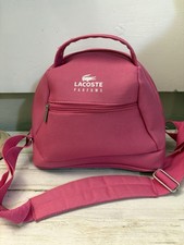 Lacoste Pink Logo Backpack Zip Closure Adjustable Strap Top Handle Silver