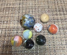 Lot of 8 Vintage Marbles/ Various Colors And Size