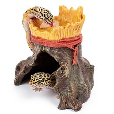 Resin Reptile Hide with Basin   Decorative Cave  Bowl for Terrarium Setup, S...