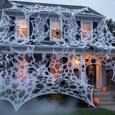Giant Spider Web Halloween Decorations Outdoor Spiderwebs Pre-Cut