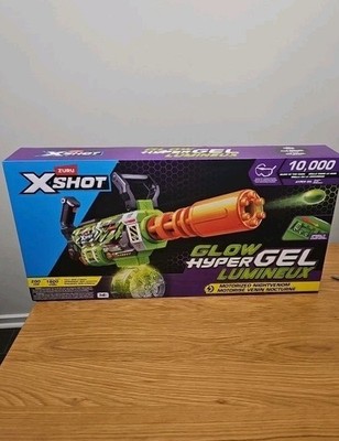 ZURU XSHOT HYPER GEL GLOW MOTORIZED GATLING BLASTER WITH 10,000 GEL BLASTERS 