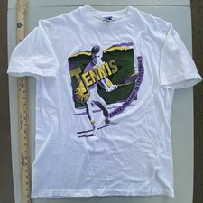 Vintage 90s Tennis Graphic Tee Single Stitch Pro Spirit White USA Made L