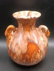 Vintage Brush McCoy Swan Handle Vase Onyx Drip Glaze Art Pottery USA 5" Tall