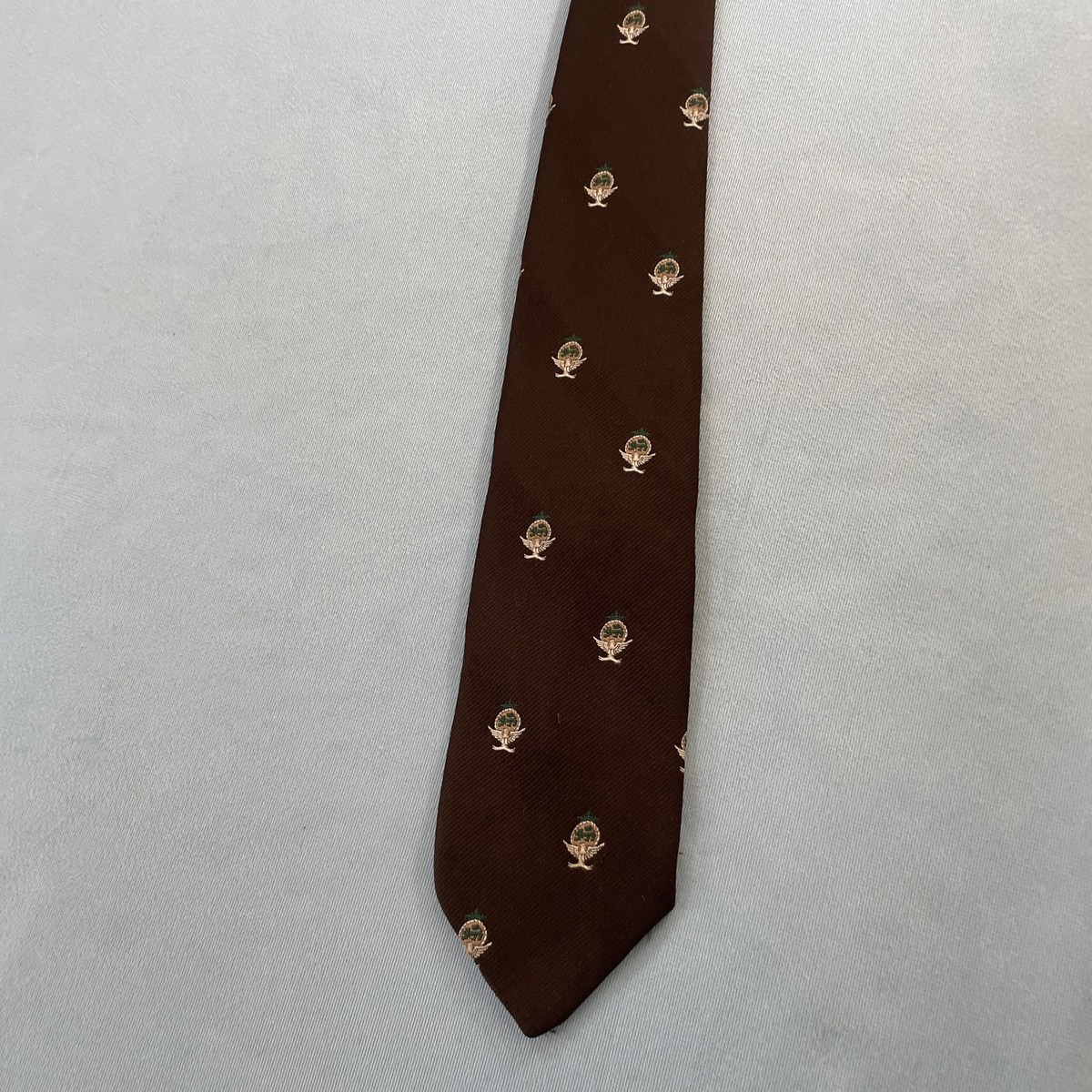 Smith & Logsdon Tie vtg 60s 70 Necktie Eagle Flight Crest Woven Capsule 3x58 View 2