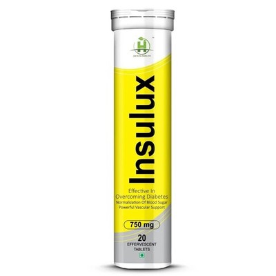 Healthy Nutrition Insulux 750mg 20 Effervescent Tablets Sugar Endocrine Support
