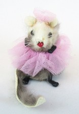 Russ Berrie Co. 1985 Fur Ballerina Mouse in Pink Tutu