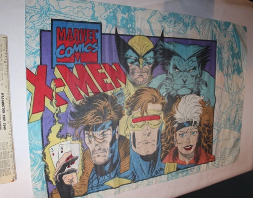 VTG 1994 X-MEN Marvel Comics Pillowcase Clean 1990s Cartoon Wolverine Gambit HTF