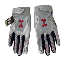 Under Armour Boys' F9 Novelty Football Gloves, Gray /silver Size YL New