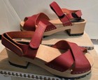 Swedish Hasbeens Sky High Wooden Clogs Sandals Wood Shoes Merci Womens 37 7/7.8 — photo 5
