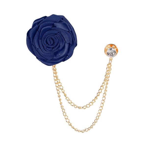Rosenblumen-Brosche, Anstecknadel, Anstecknadel Blumenmuster, Dunkelblau-image