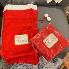 Velvet Christmas Sack Gift Bag Drawstrings. Medium Size. New Lot Of 2 From Santa