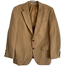 Vtg 80s 100 Camel Hair Mens Blazer Sz Medium Sport Coat Jacket Beige Tan Brown