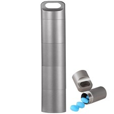 Small Keychain Pill Holder,304 Stainless Steel Portable Pill Case Organizer f...