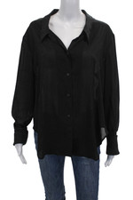 Theyskens Theory Womens Black Collared Tunic Button-Up Long Sleeve Size L