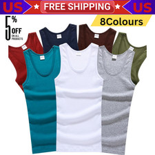 Men's Tank Top A-Shirt Wife Beater Undershirts Size S-4XL