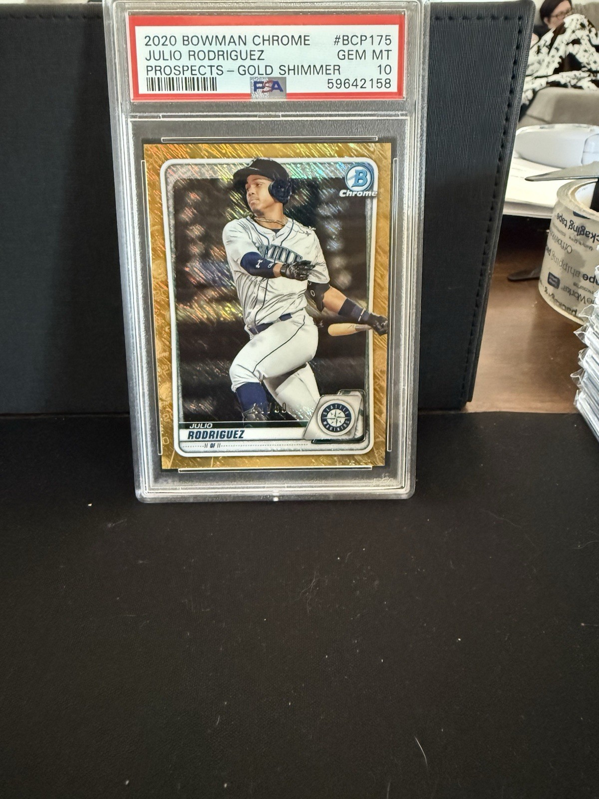PSA 10 JULIO RODRIGUEZ 2020 Bowman Chrome GOLD SHIMMER REFRACTOR /50 RC PSA 10  view 3