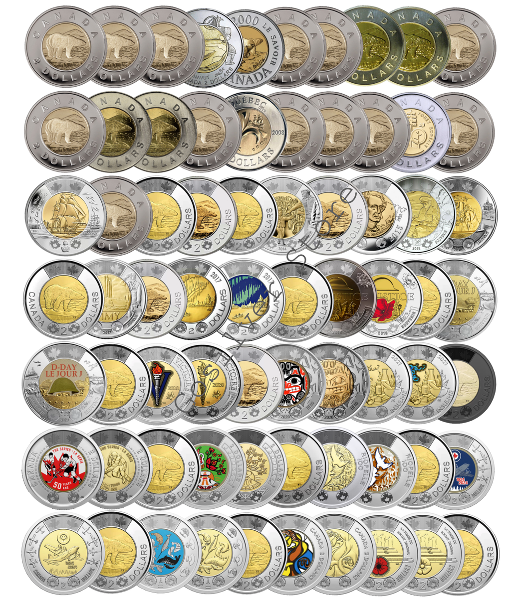 🇨🇦 Canadian $2 Dollars Full Set Entire 70-coin Toonie Collection