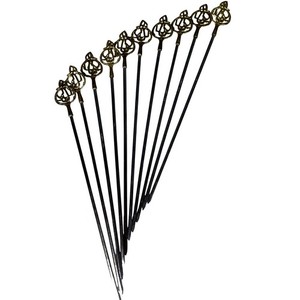 Turkish Shish Kebab Ornate Brass Handled Stainless Steel 13" Skewers-Set of 10