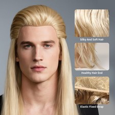 Men's 80s Mullet Long Wig Halloween Costume Party Cosplay Wigs Washable Reusable