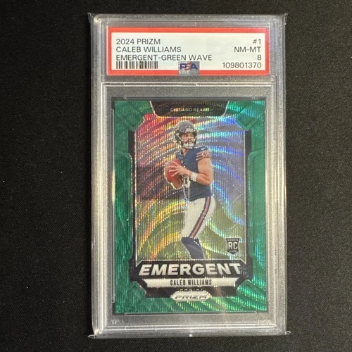 Caleb Williams RC 2024 Prizm Emergent Green Wave Prizm Rookie Card #1  PSA 8