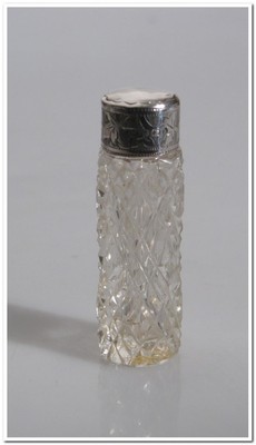CUT CRYSTAL PERFUME BOTTLE SILVER TOP GEW BIRM 1907