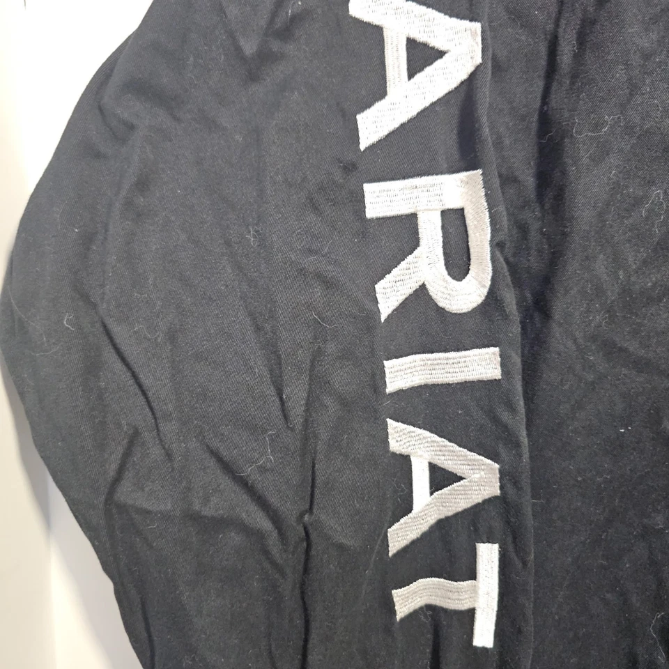 Ariat Team Logo Twill Classic Shirt Mens S/Petite Black Long Sleeve Embroidery - Image 3 of 4