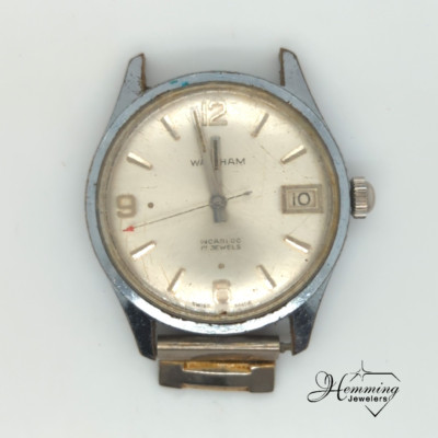 Vtg Waltham Automatic Watch 17j Incabloc Swiss Date-Starts/Stops-Parts/Repairs