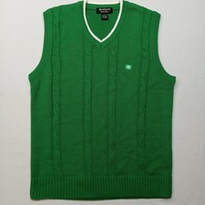Southpole Sweater Vest Kids Large Green Cable Knit 100 Acrylic V Neck