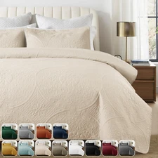 Floral Bedspread Bedding Set 3 Piece Coverlet Lightweight Size Throw Queen King