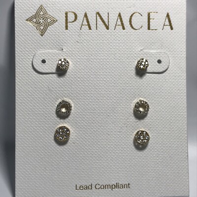 Panacea 3 Pair Post Earrings NEW Goldtone Costume Jewelry