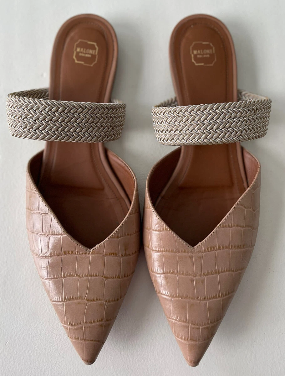 MALONE SOULIERS Pink Beige CROC Print MAISIE Mules Shoes 42