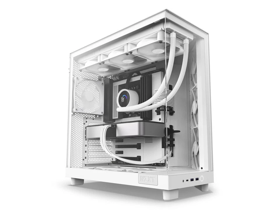 NZXT H6 FLOW - Compact Dual-Chamber Mid-Tower Airflow ATX PC Case, White - Image 3 of 4