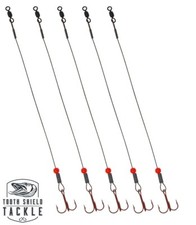 Ice Fishing Wire Tip Up Leader Rigs VMC Hooks 1/0 1 2 4 6 8 5-Pack Red Bead