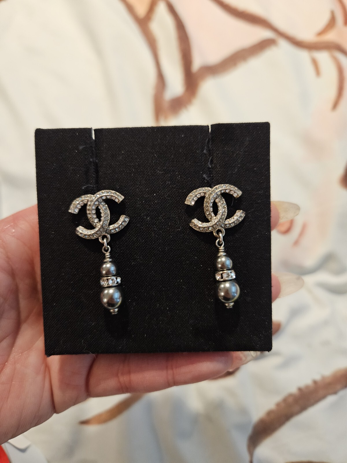 100% Authentic Chanel CC Drop Dangle Earrings - image 3