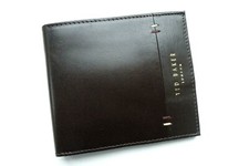 Genuine TED BAKER Chocolate Brown Leather BILLFOLD WALLET Stitch Detail NEW Ted5