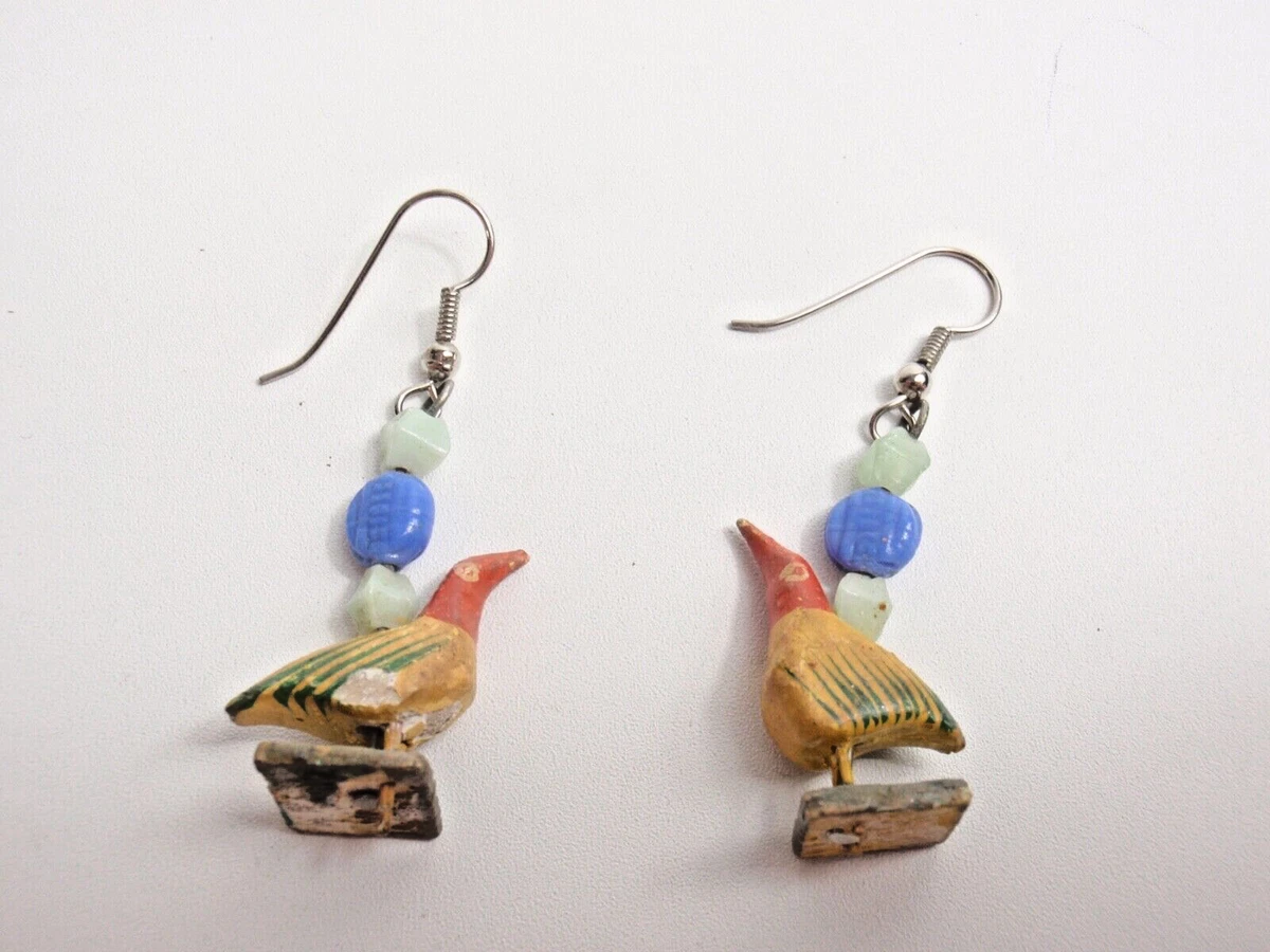 Wooden bird earrings clearance