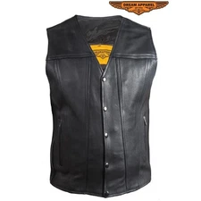 Men's Concealed Carry Classic Leather Club & Biker Vest with Gun Pockets