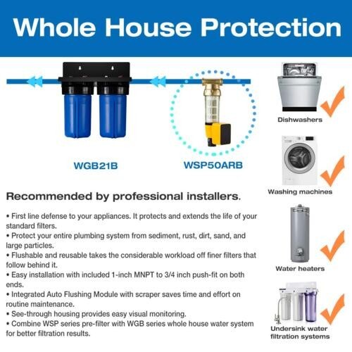 2 Stage 10 Inch Whole House Water Filtration System Sediment Chlorine Filter - Picture 4 of 6