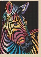 Colorful Zebra Counted Cross Stitch CHART No.2-392/60