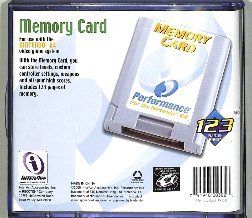 Tarjeta de memoria Nintendo 64 Performance en estuche Foto 2 de 3