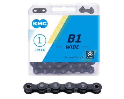 KMC B1 Wide 1/2'' x 1/8'' BMX Track Single Speed Fahrrad Kette 112 Glieder in schwarz