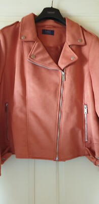 marks & spencer Tan Biker style Faux Suede jacket - Size 22 