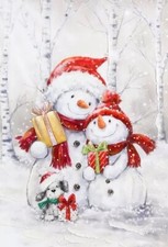 Christmas Snowman Poster Print Holiday Wall Decor 17 X 12 Reproduction