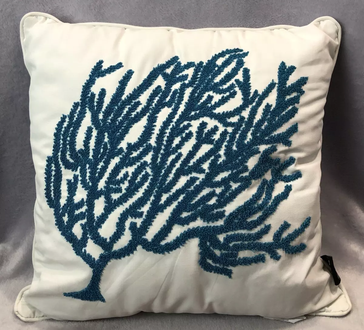 Coral Reef Pattern Square Throw Pillow White/Blue - Pillow Collection